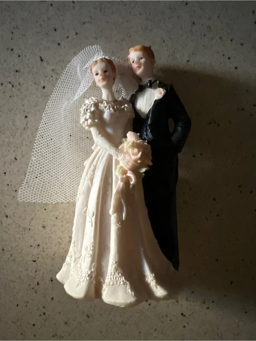 Classic Bride and Groom Wedding Cake Topper - White & Black